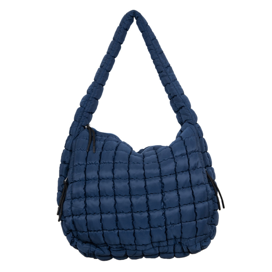 Navy Oversized Quilted Hobo Tote Bag For Women