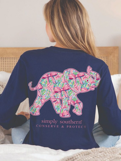 Simply Southern Navy Bow Elephant