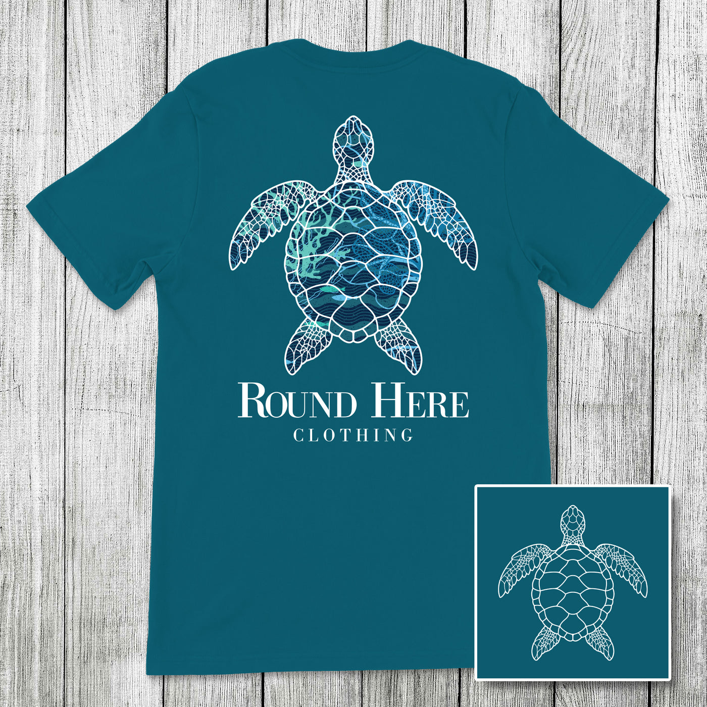 'Round Here Clothing Sea Turtle Galapagos Blue