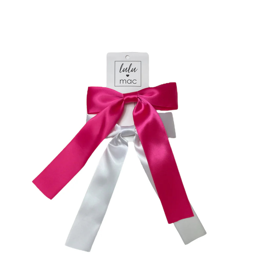 Satin Double Bow Hot Pink/White