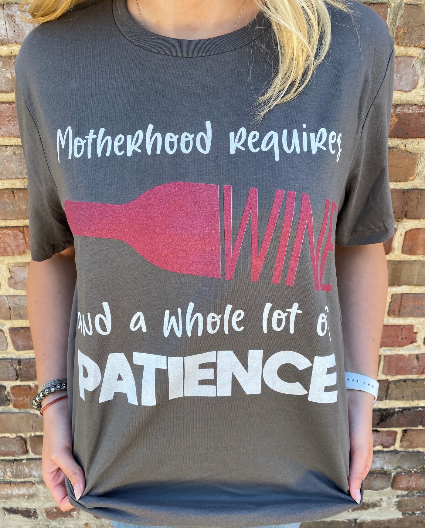 Daydream Tees Motherhood Requires Wine Asphalt