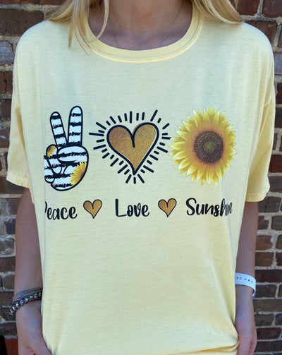 Daydream Tees Peace, Love & Sunshine Cornsilk