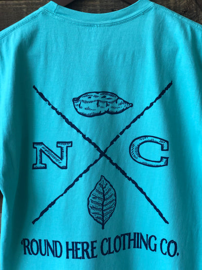 'Round Here Clothing X-Mark NC Tobacco & Sweet Potato Pocket Tee Chalky Mint