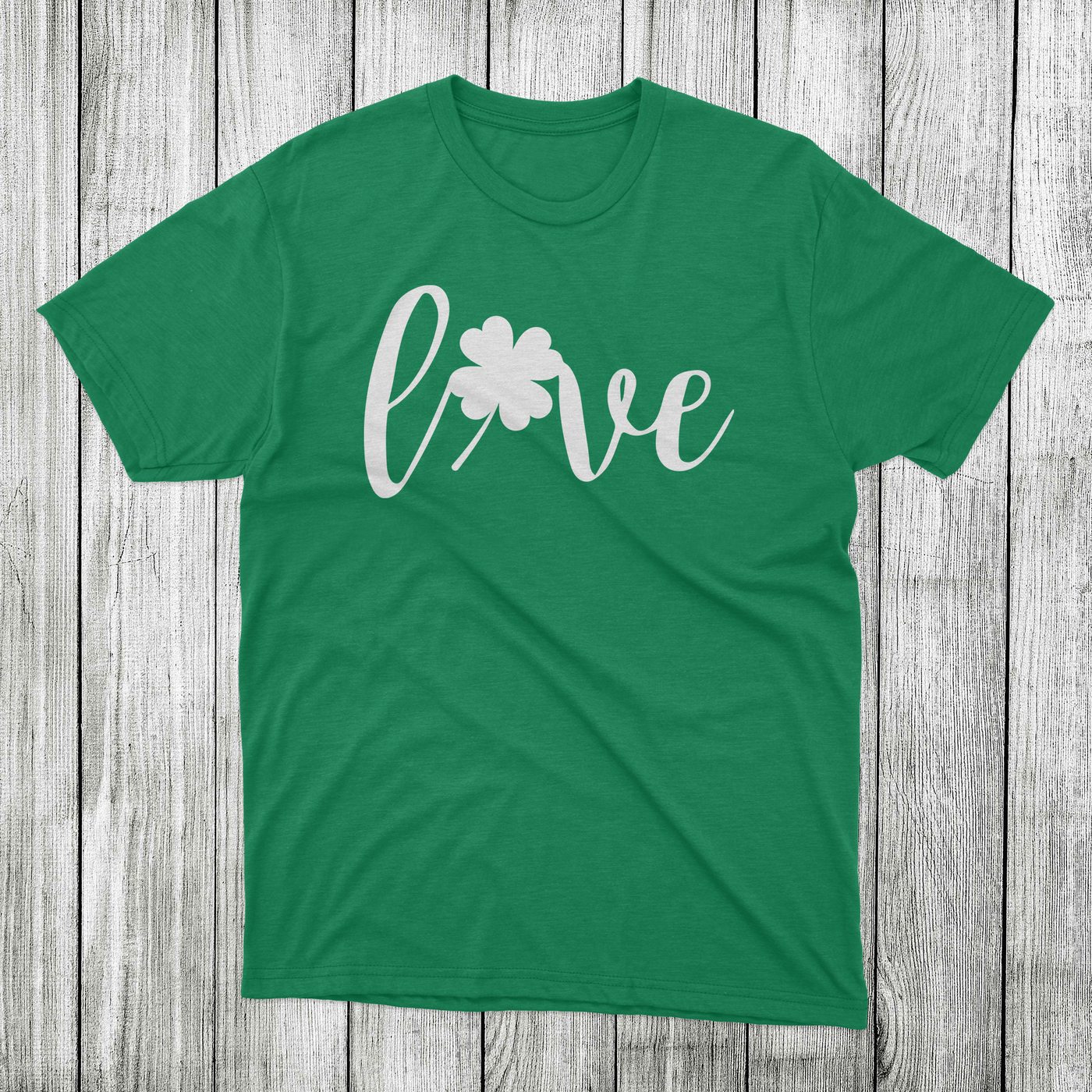 Daydream Tees Love Shamrock Kelly Green