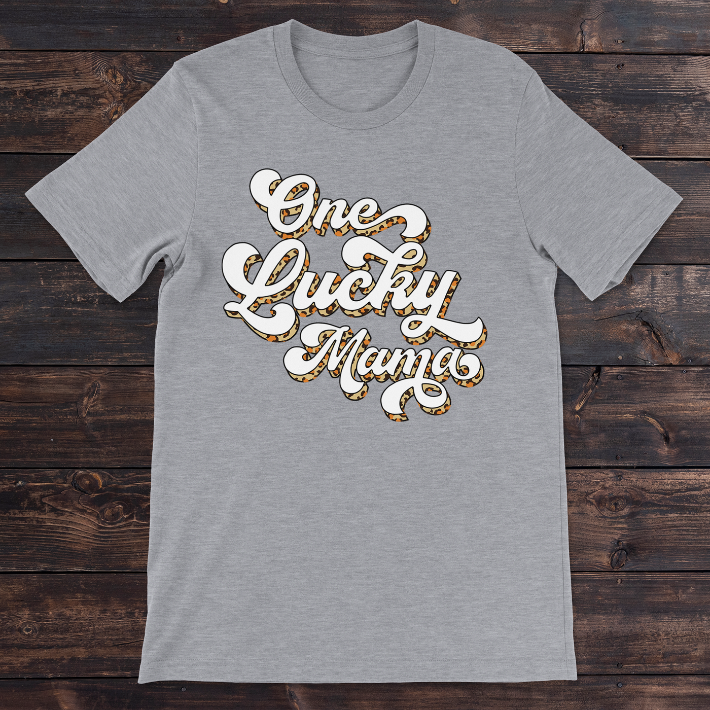 Daydream Tees One Lucky Mama Sport Grey