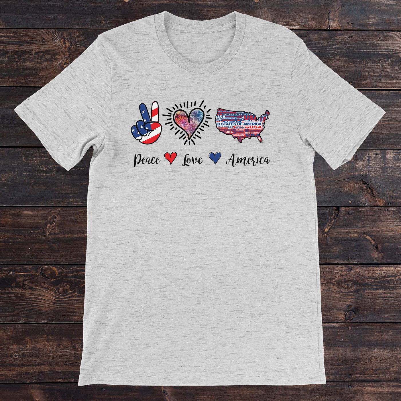 Daydream Tees Peace Love America Ash