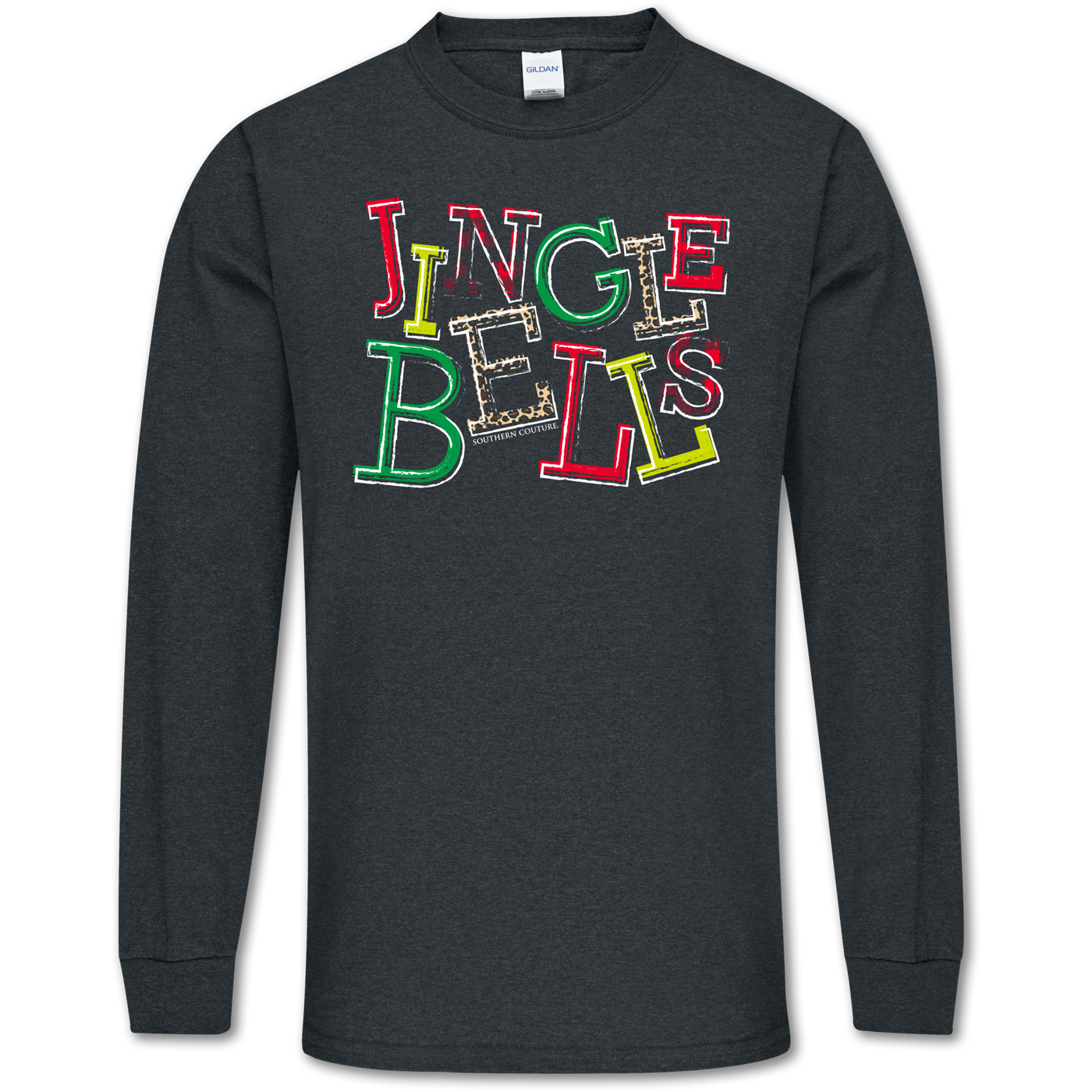 Southern Couture Jingle Bells Dark Heather Long Sleeve