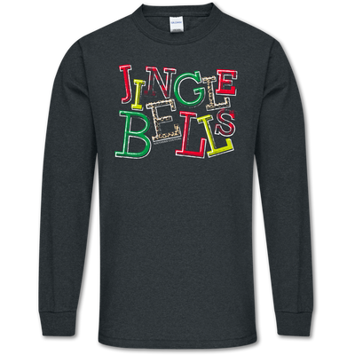 Southern Couture Jingle Bells Dark Heather Long Sleeve