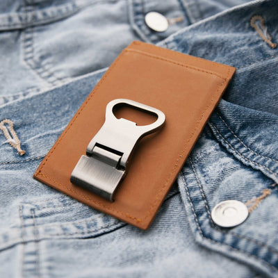 Leather Money Clip with Bottle Opener